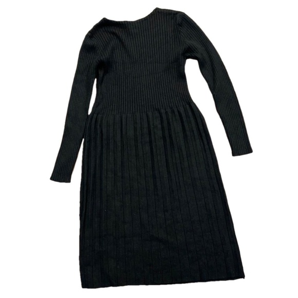 Black knit S stretch long sleeve midi dress with round neckline - Picture 3 of 3